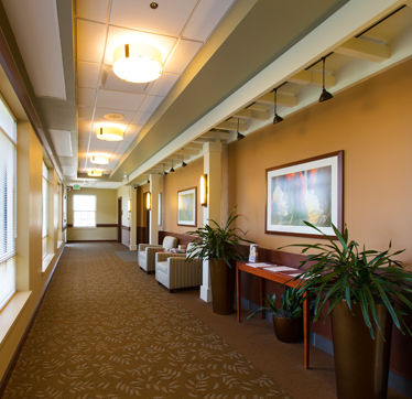 Walkway and waiting area in medical building