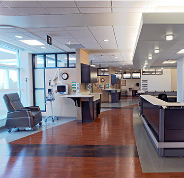 Cancer center patient area interior